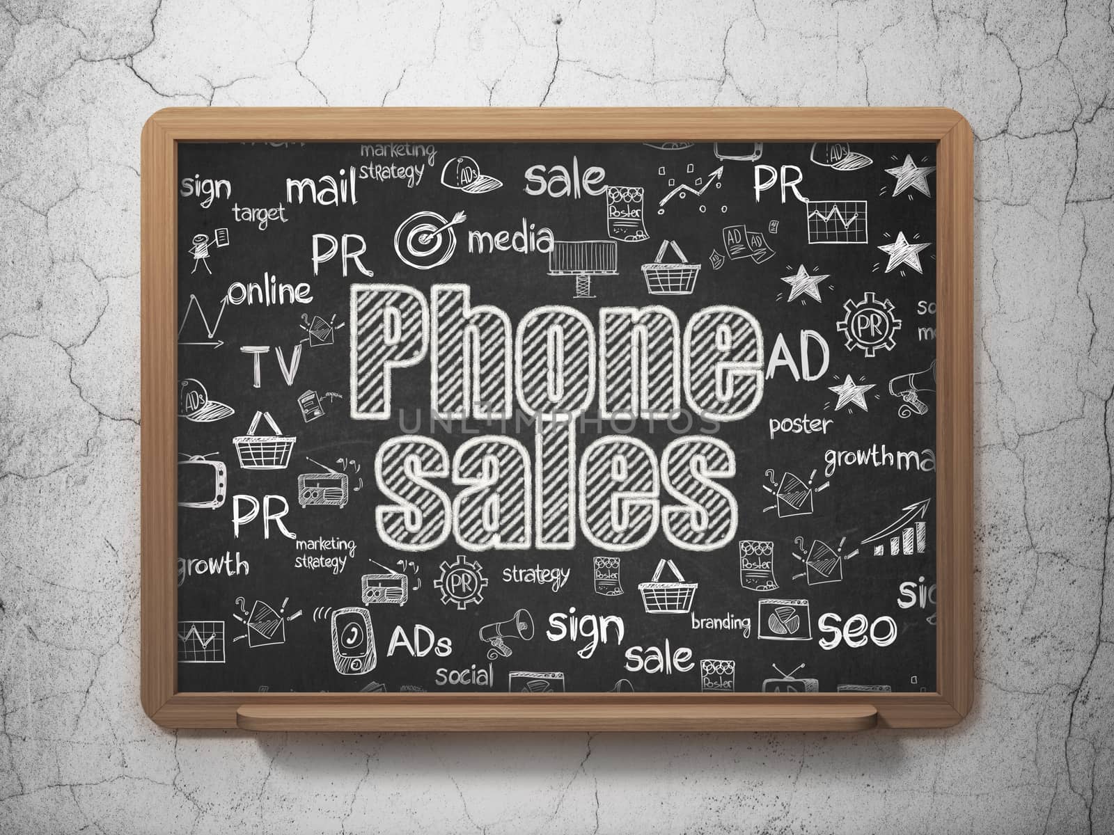 Advertising concept: Phone Sales on School board background by maxkabakov