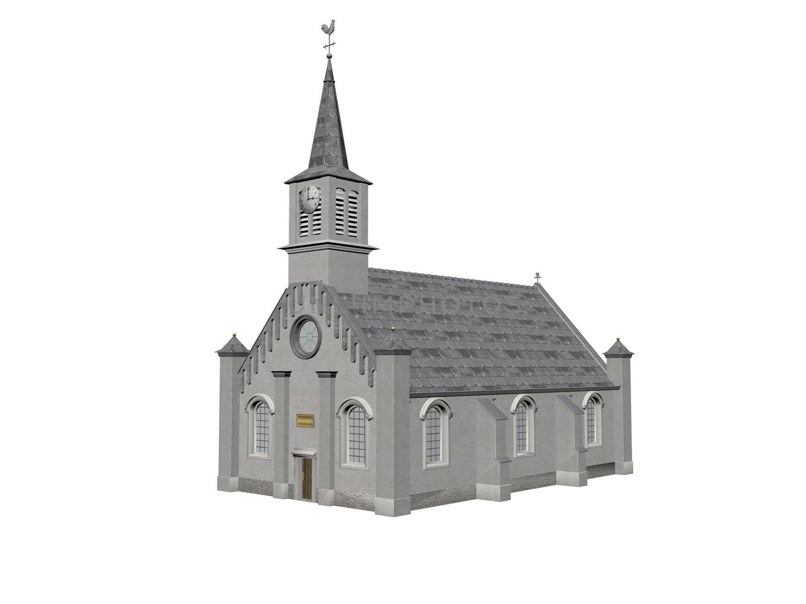 big church grey - 3d rendering by mariephotos