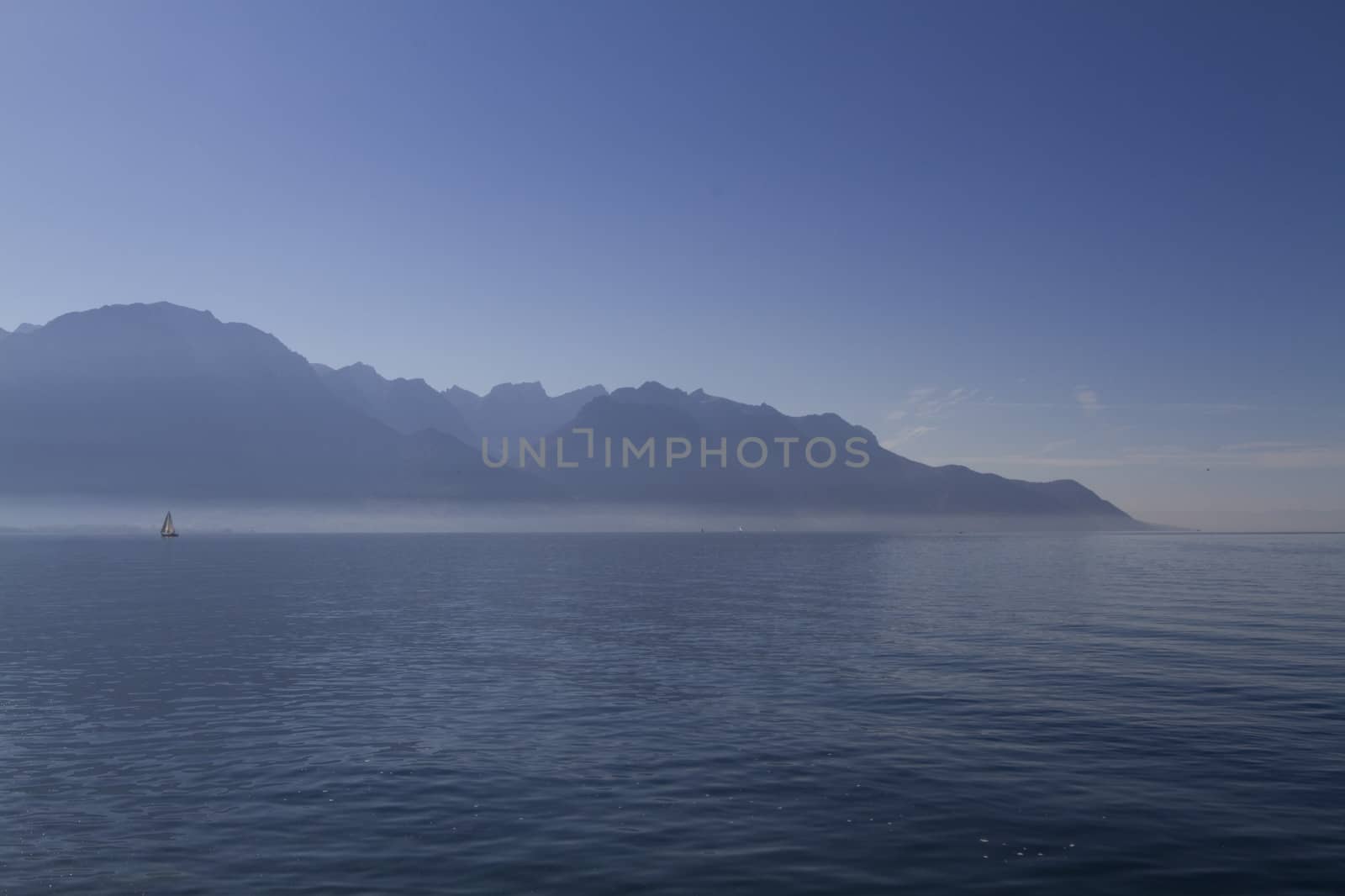 Mountains and Lake Leman in Montreux by mariephotos