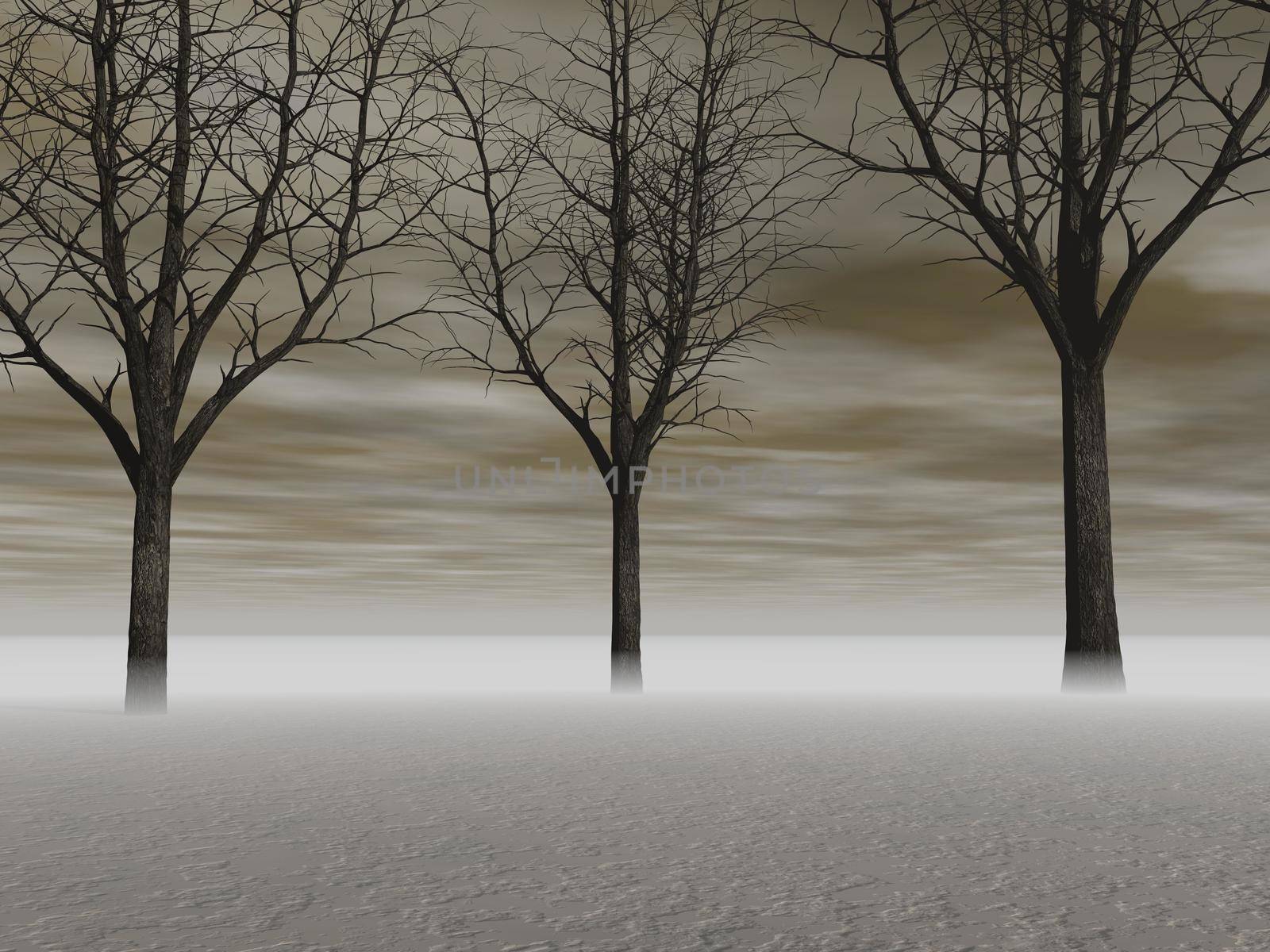 landscape image with trees silhouette - 3d rendering by mariephotos