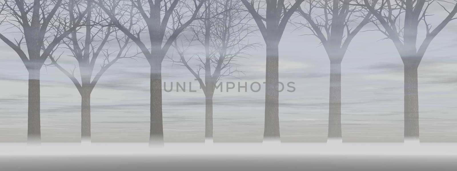 landscape image with trees silhouette it isolated in white background - 3d rendering