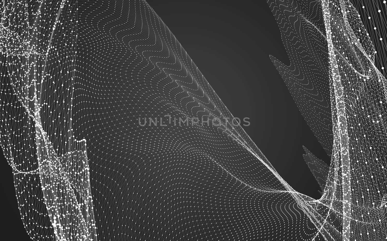 Abstract polygonal space low poly dark background with connecting dots and lines. Connection structure. 3d rendering