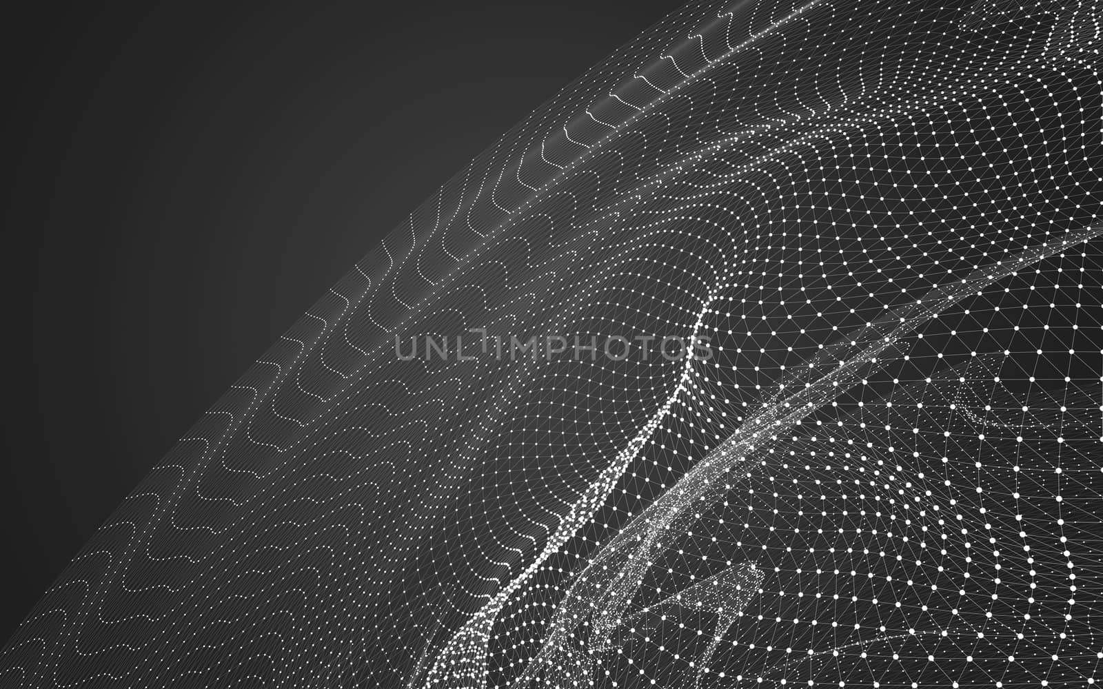 Abstract polygonal space low poly dark background with connecting dots and lines. Connection structure. 3d rendering