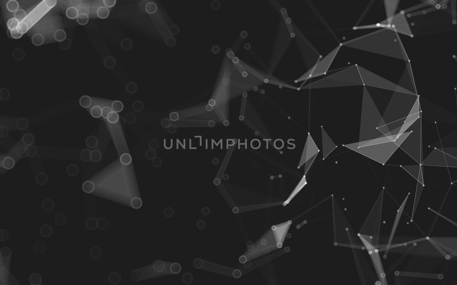 Abstract polygonal space low poly dark background with connecting dots and lines. Connection structure. 3d rendering