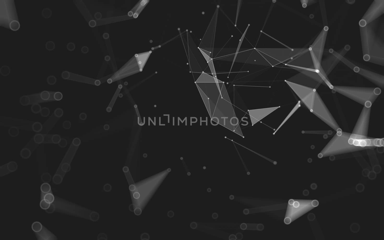 Abstract polygonal space low poly dark background, 3d rendering by teerawit