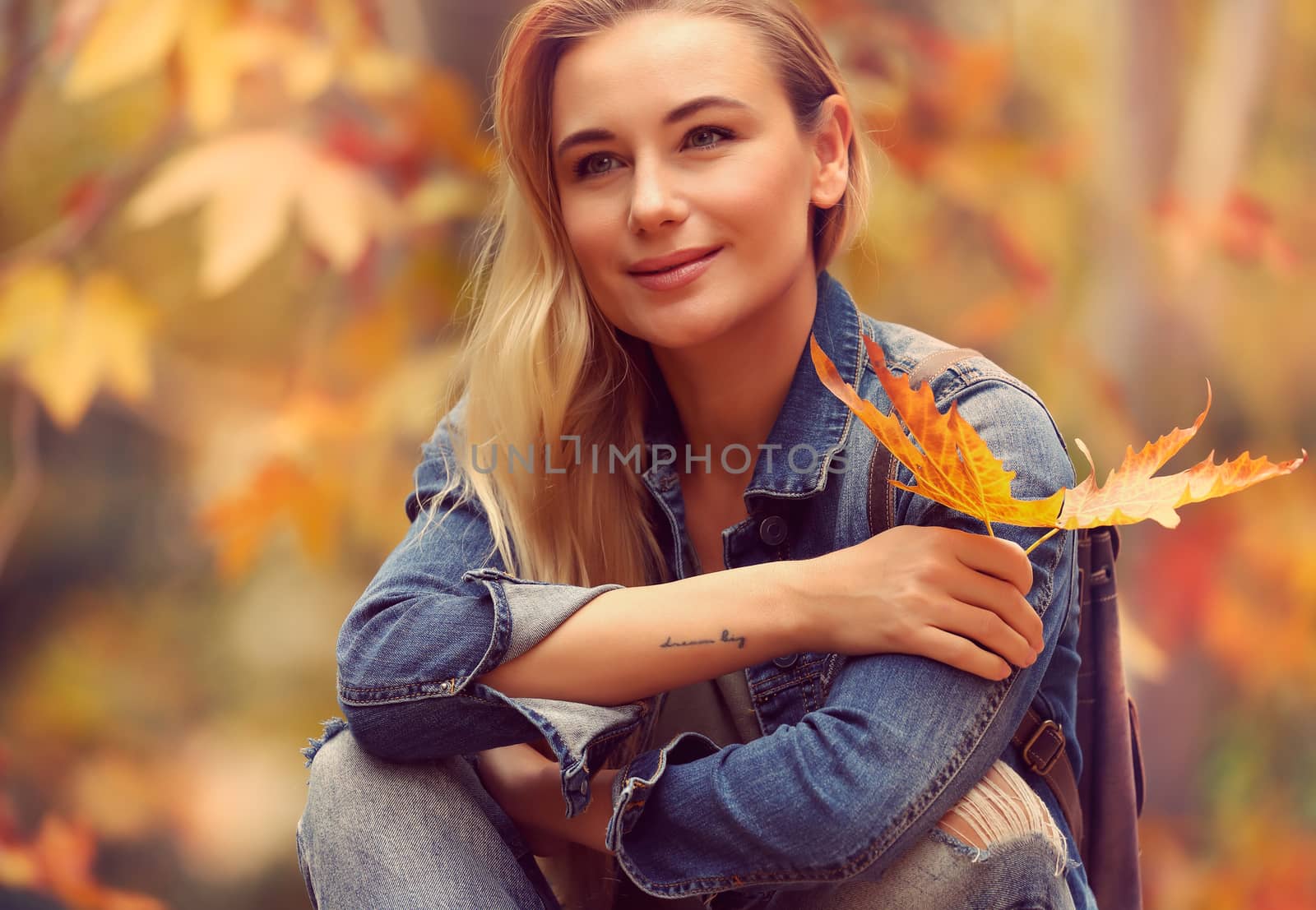 Beautiful woman in autumn park by Anna_Omelchenko