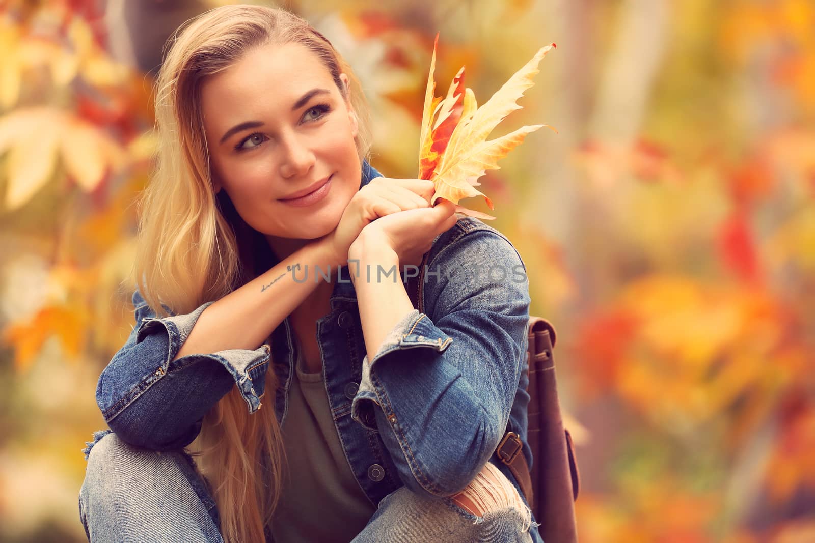 Beautiful woman in autumn park by Anna_Omelchenko