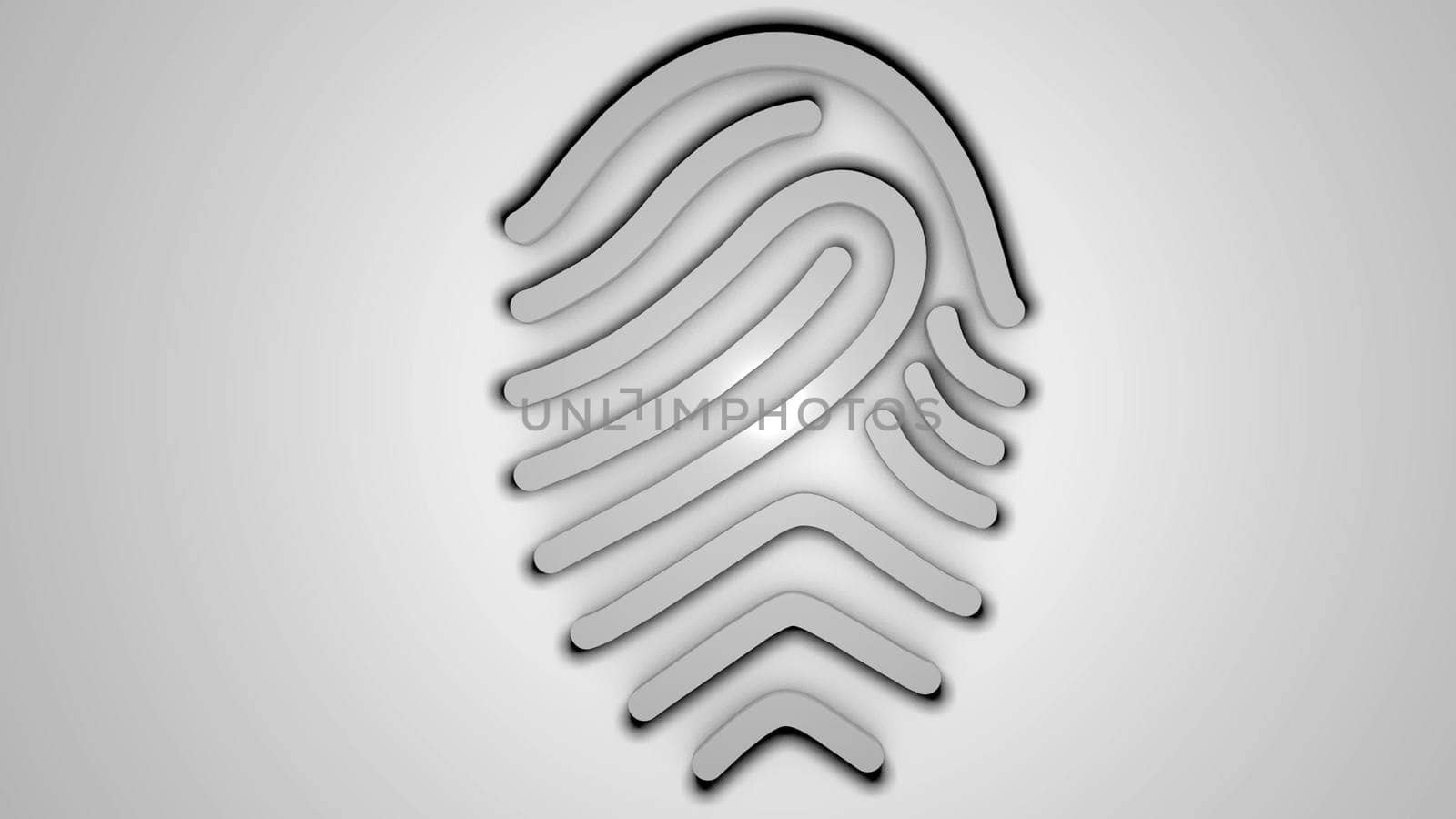 3D fingerprint on white background. Digital backdrop