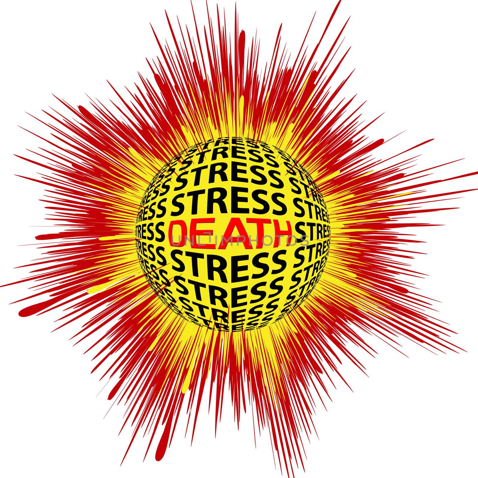 Death through Stress. Concept sign for health risk trough psychic strain