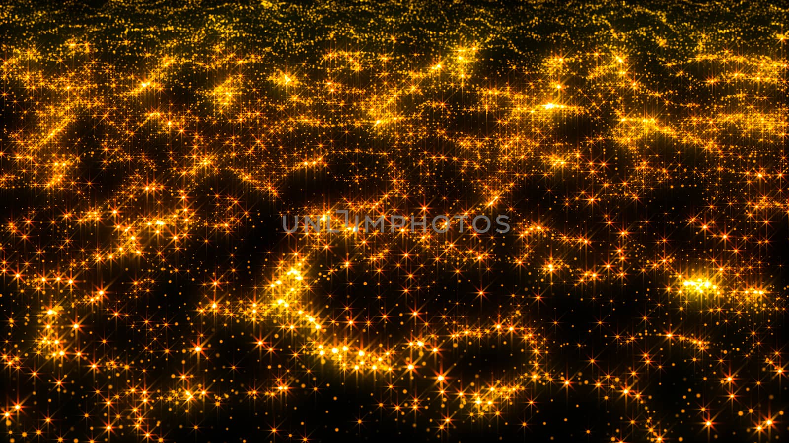 Luxurious gold sparkling particles wave background. 3d rendering