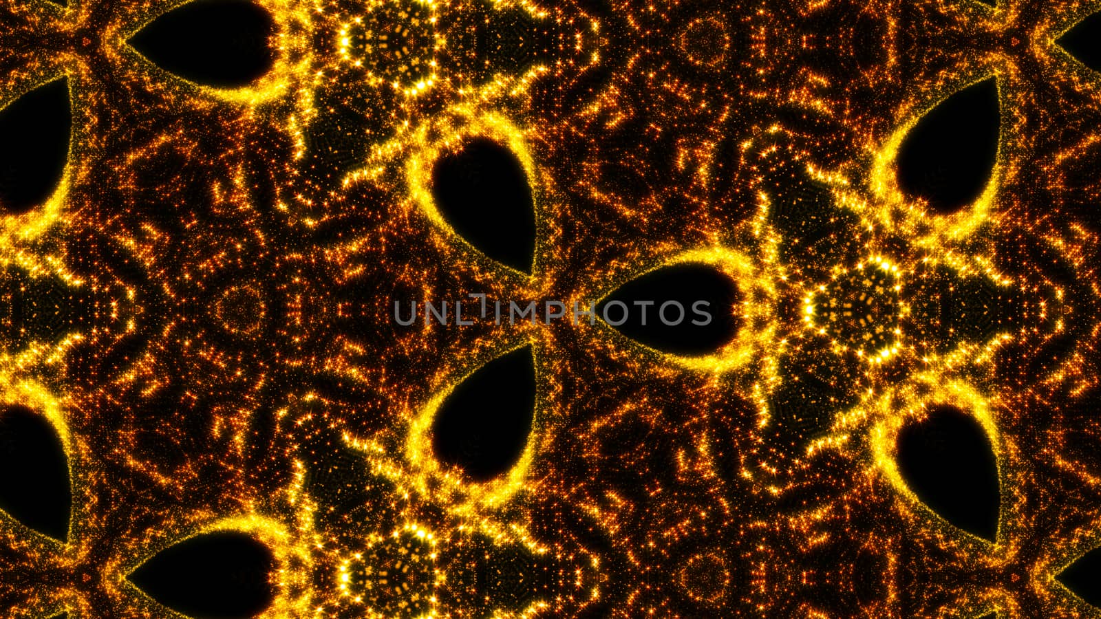 Gold abstract kaleidoscope background. Digital illustration. 3d rendering