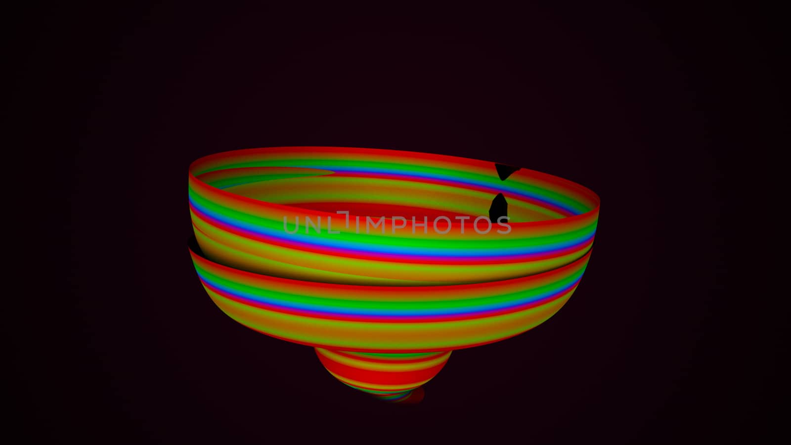 Abstract twisted colorful shape. Digital illustration. 3d rendering