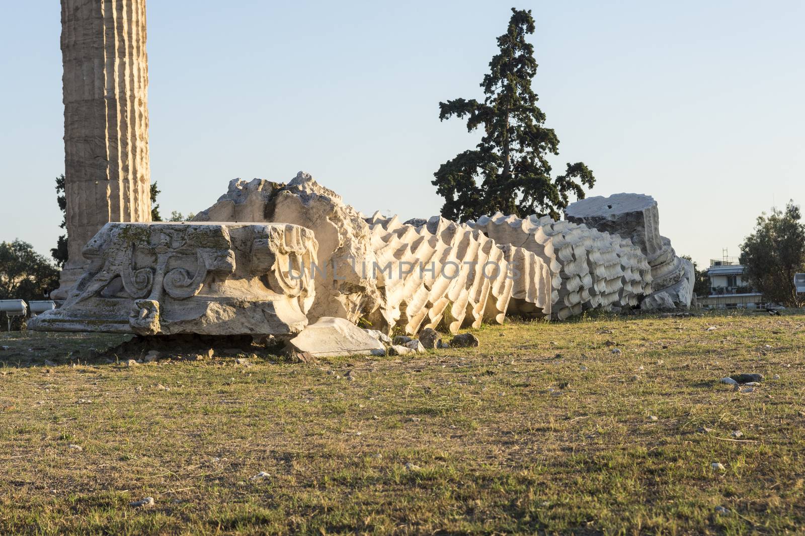 fallen column in temple of zeus by vangelis
