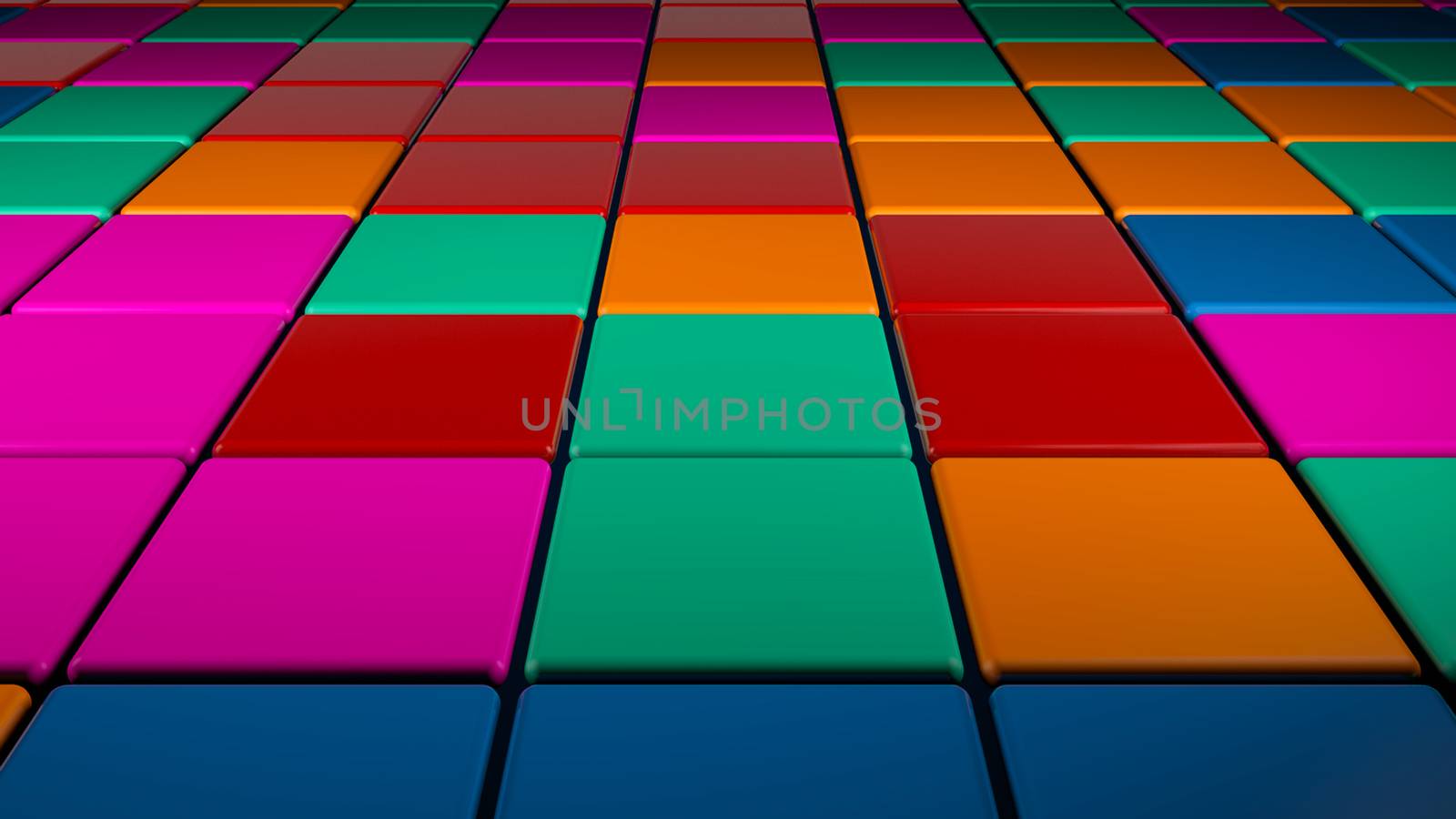 Colorful square shape lighting of disco dance floor. 3d rendering