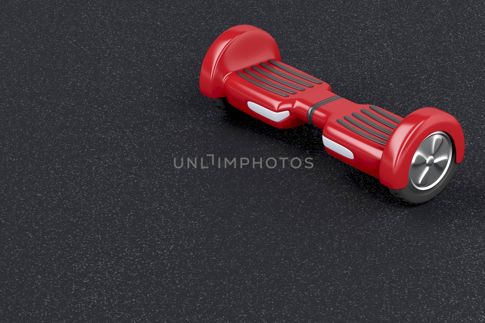 Red self-balancing scooter on the asphalt