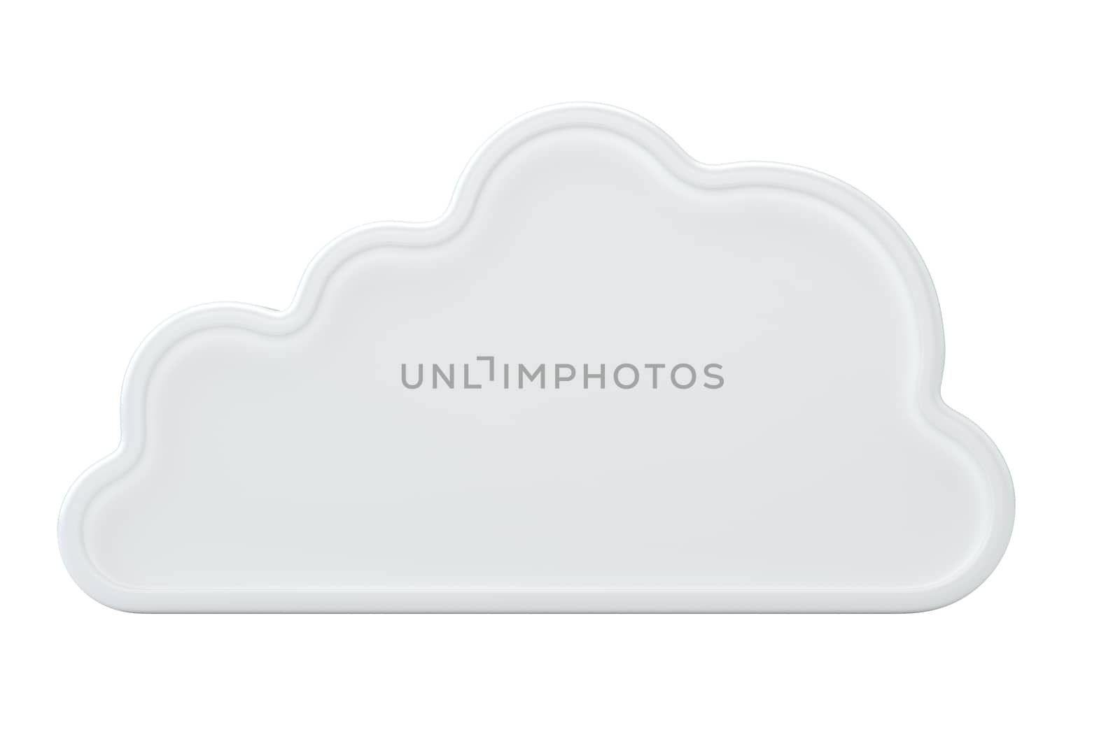 White cloud icon. 3d rendering isolated on background.