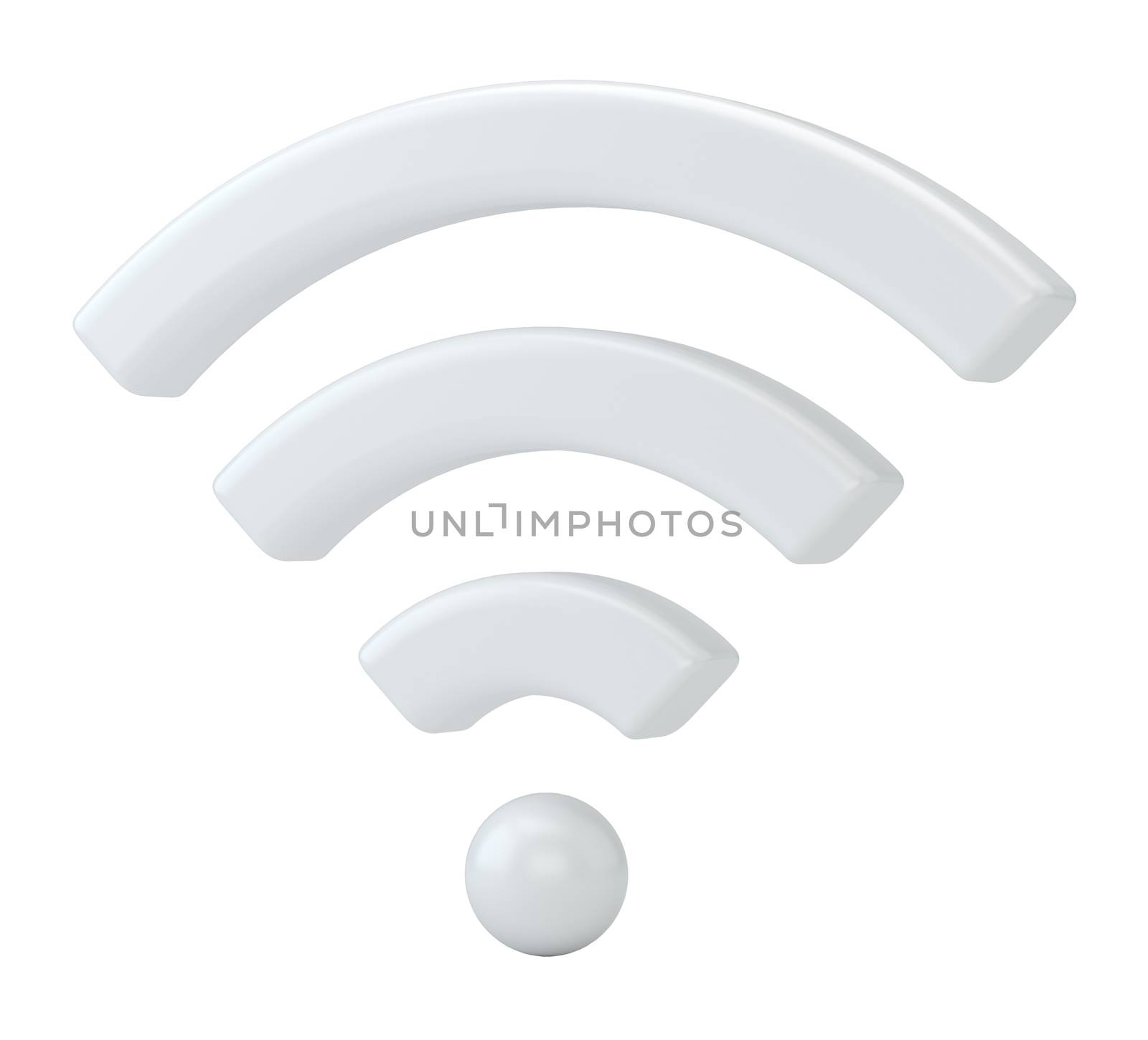 Wi Fi Wireless Network Symbol, 3d rendering Isolated on white background. by Mirexon