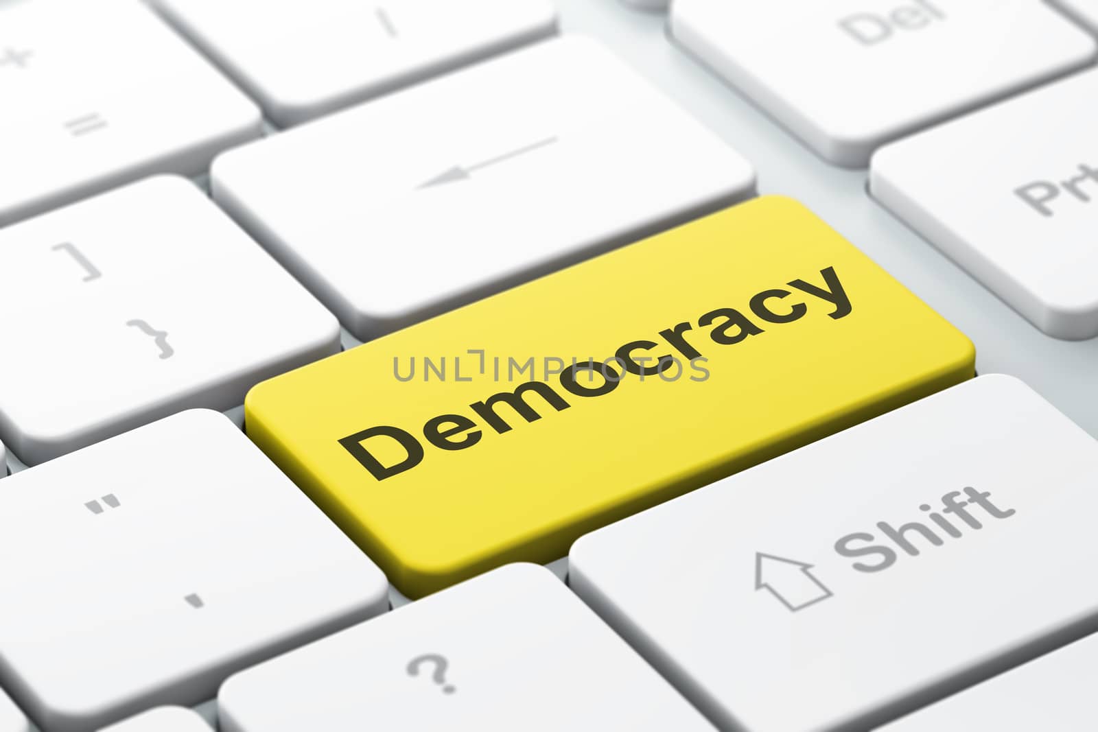 Political concept: Democracy on computer keyboard background by maxkabakov