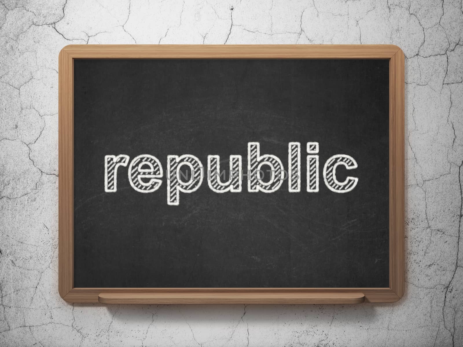 Politics concept: text Republic on Black chalkboard on grunge wall background, 3D rendering