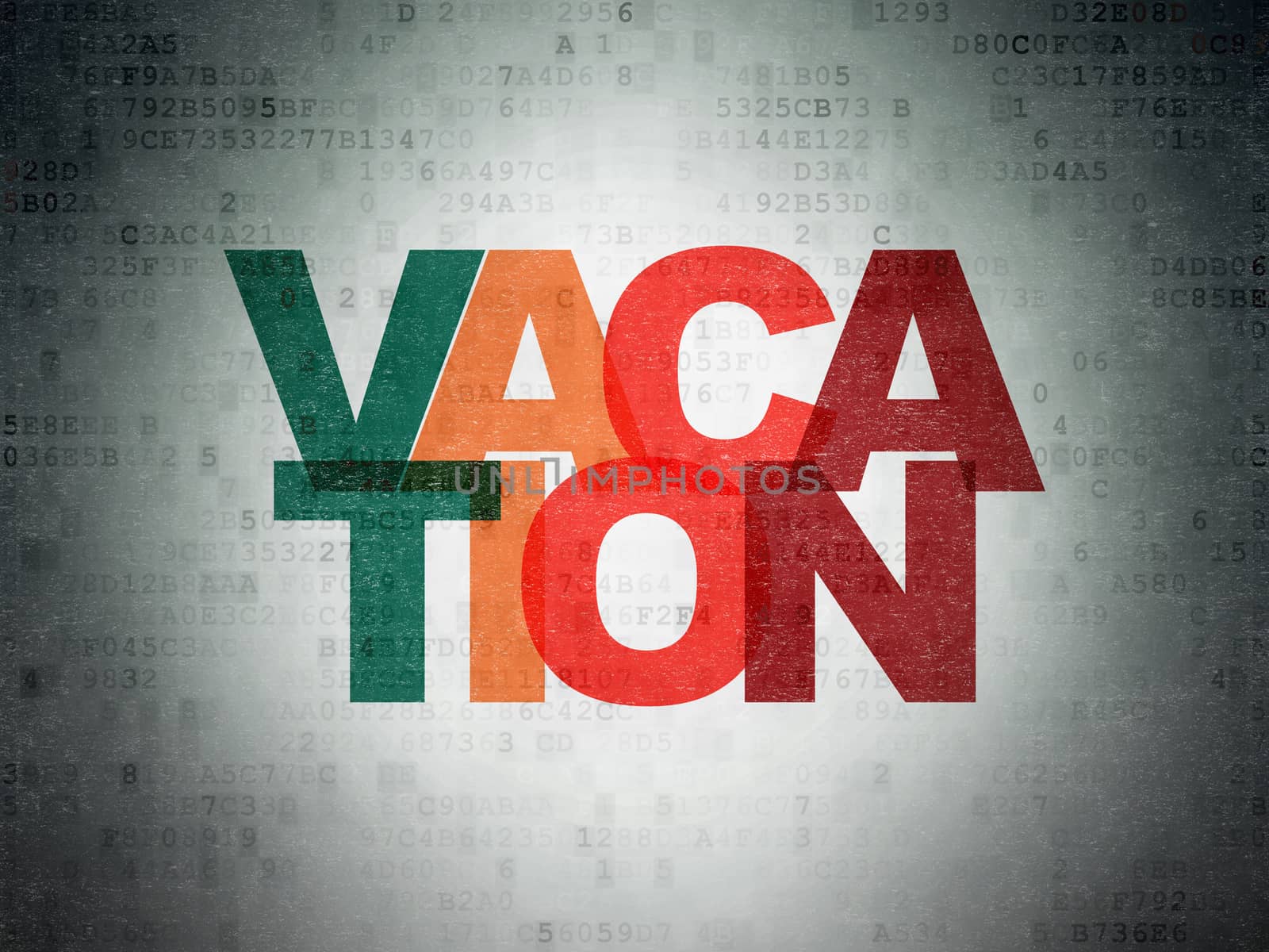 Entertainment, concept: Painted multicolor text Vacation on Digital Data Paper background