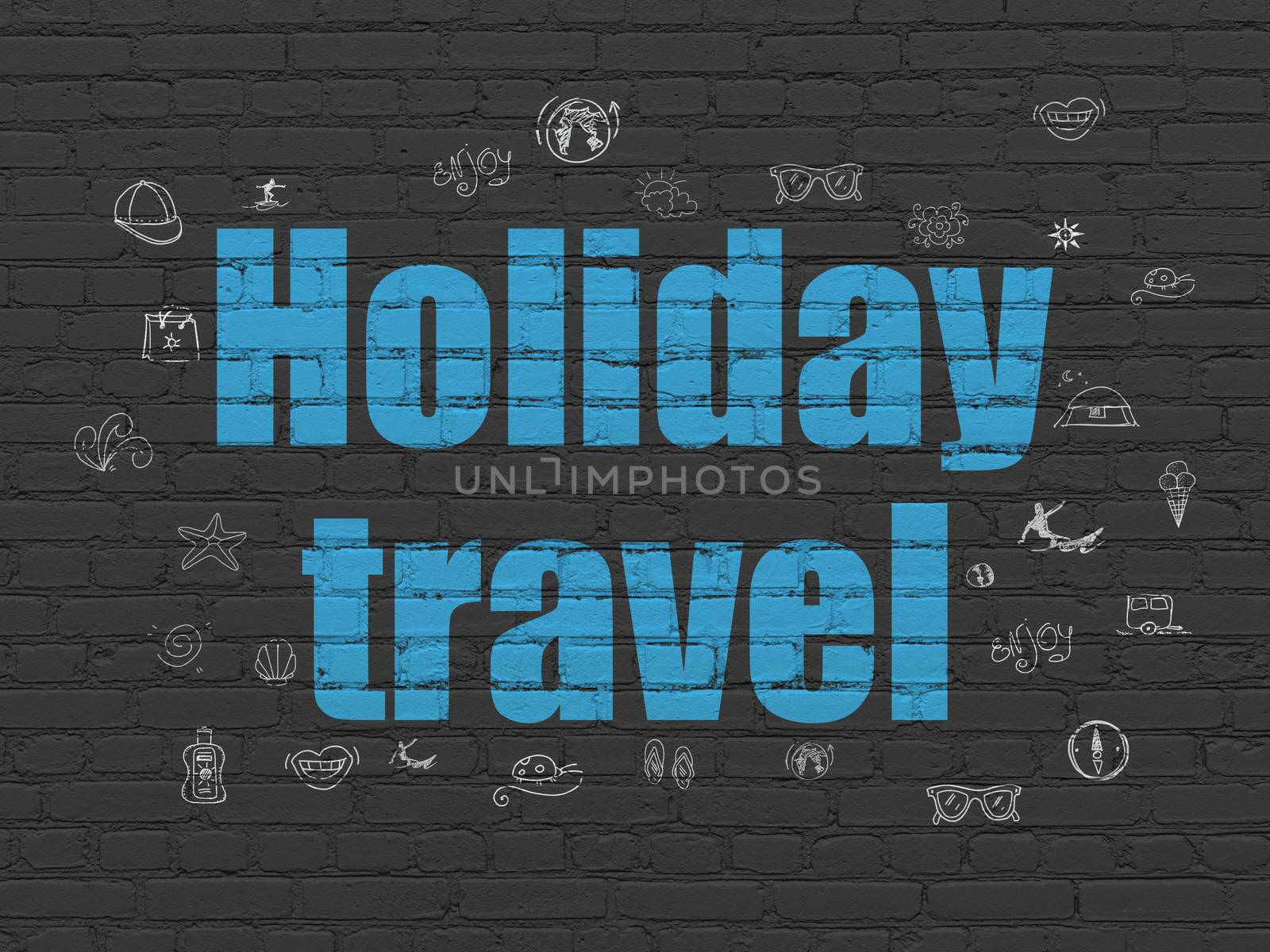Vacation concept: Holiday Travel on wall background by maxkabakov