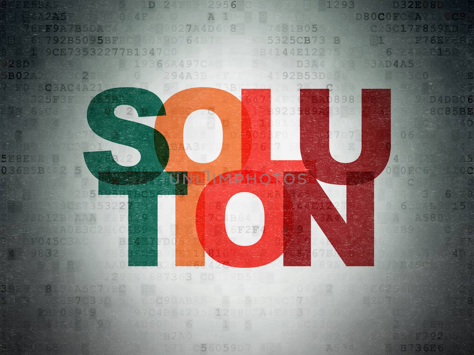 Business concept: Painted multicolor text Solution on Digital Data Paper background