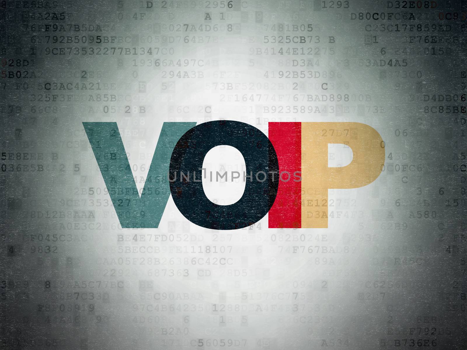 Web development concept: Painted multicolor text VOIP on Digital Data Paper background