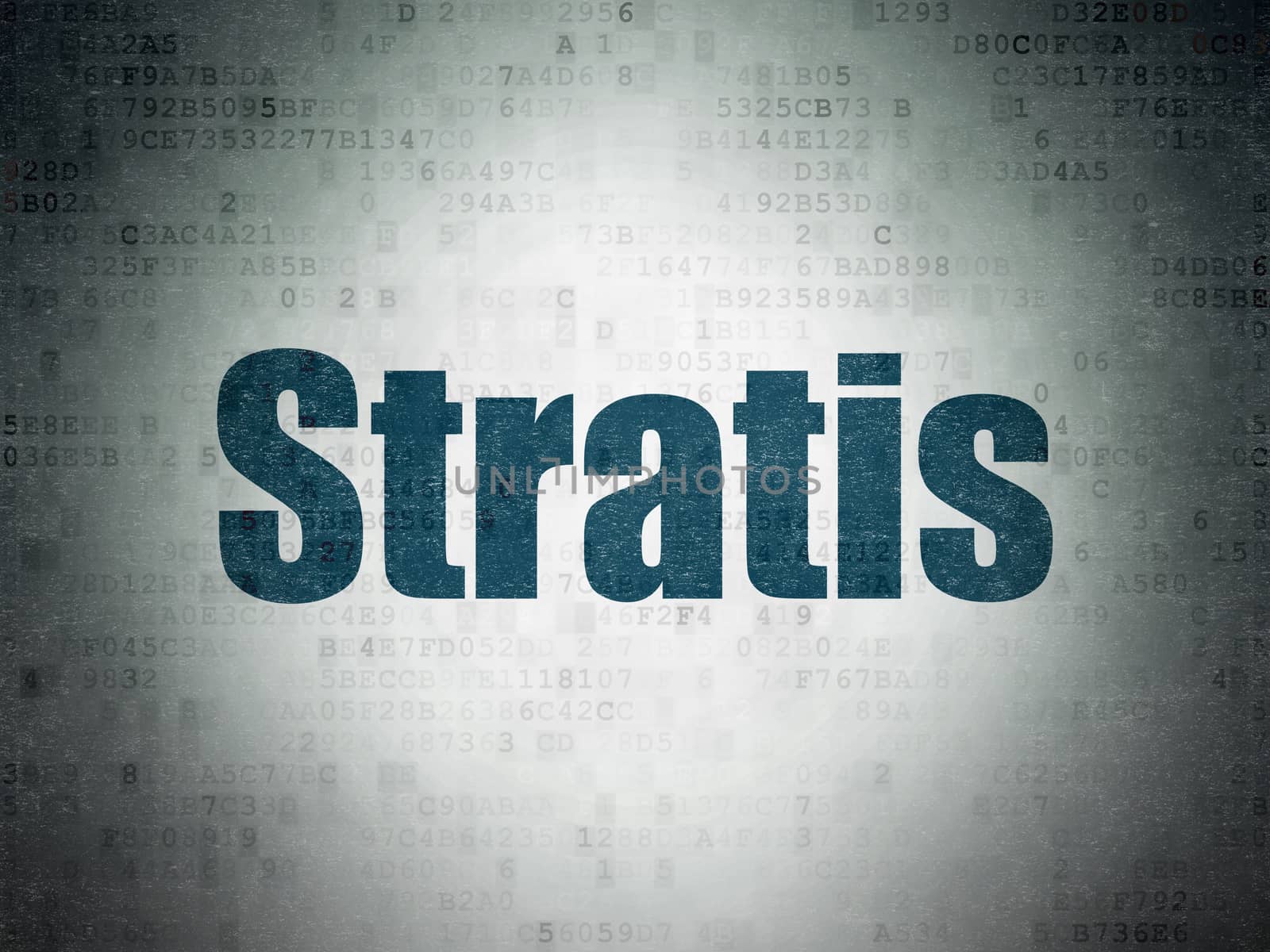 Cryptocurrency concept: Painted blue word Stratis on Digital Data Paper background