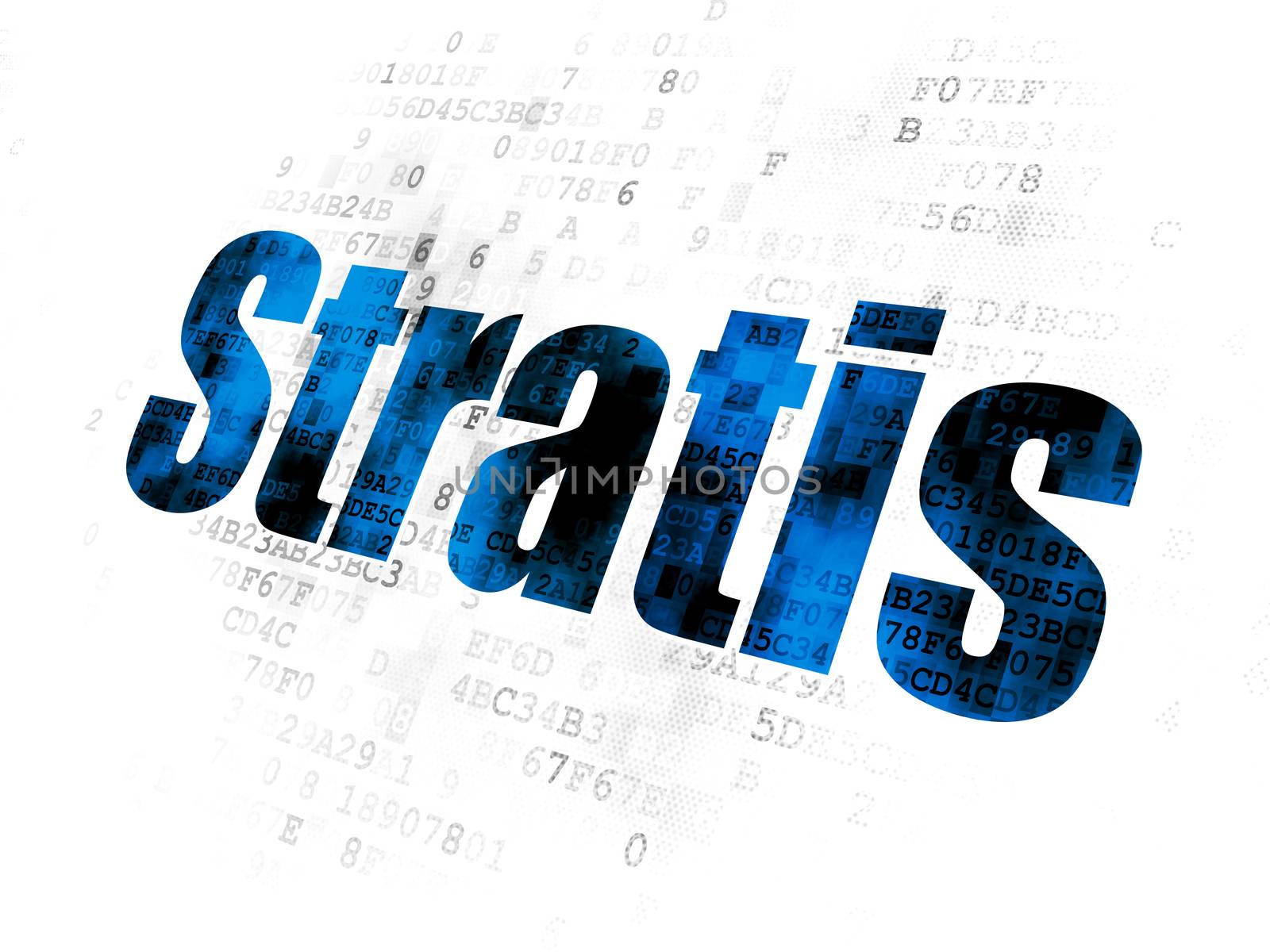 Blockchain concept: Pixelated blue text Stratis on Digital background