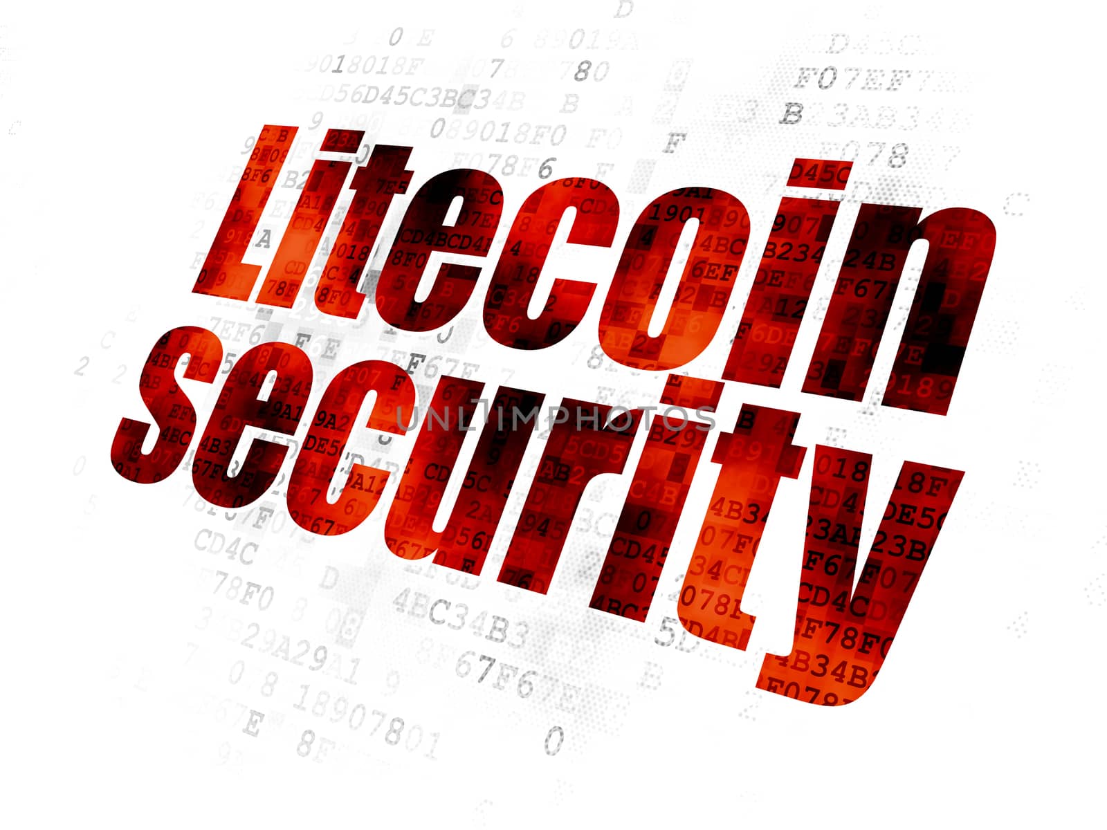 Blockchain concept: Pixelated red text Litecoin Security on Digital background