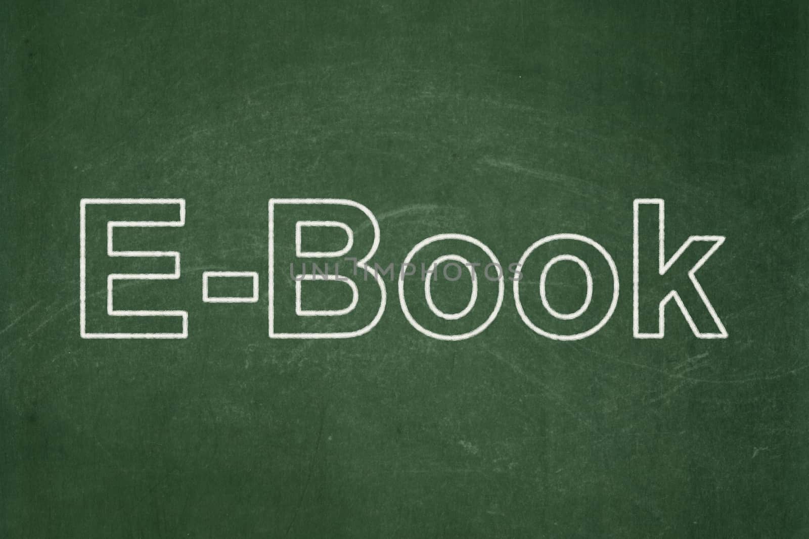 Education concept: text E-Book on Green chalkboard background