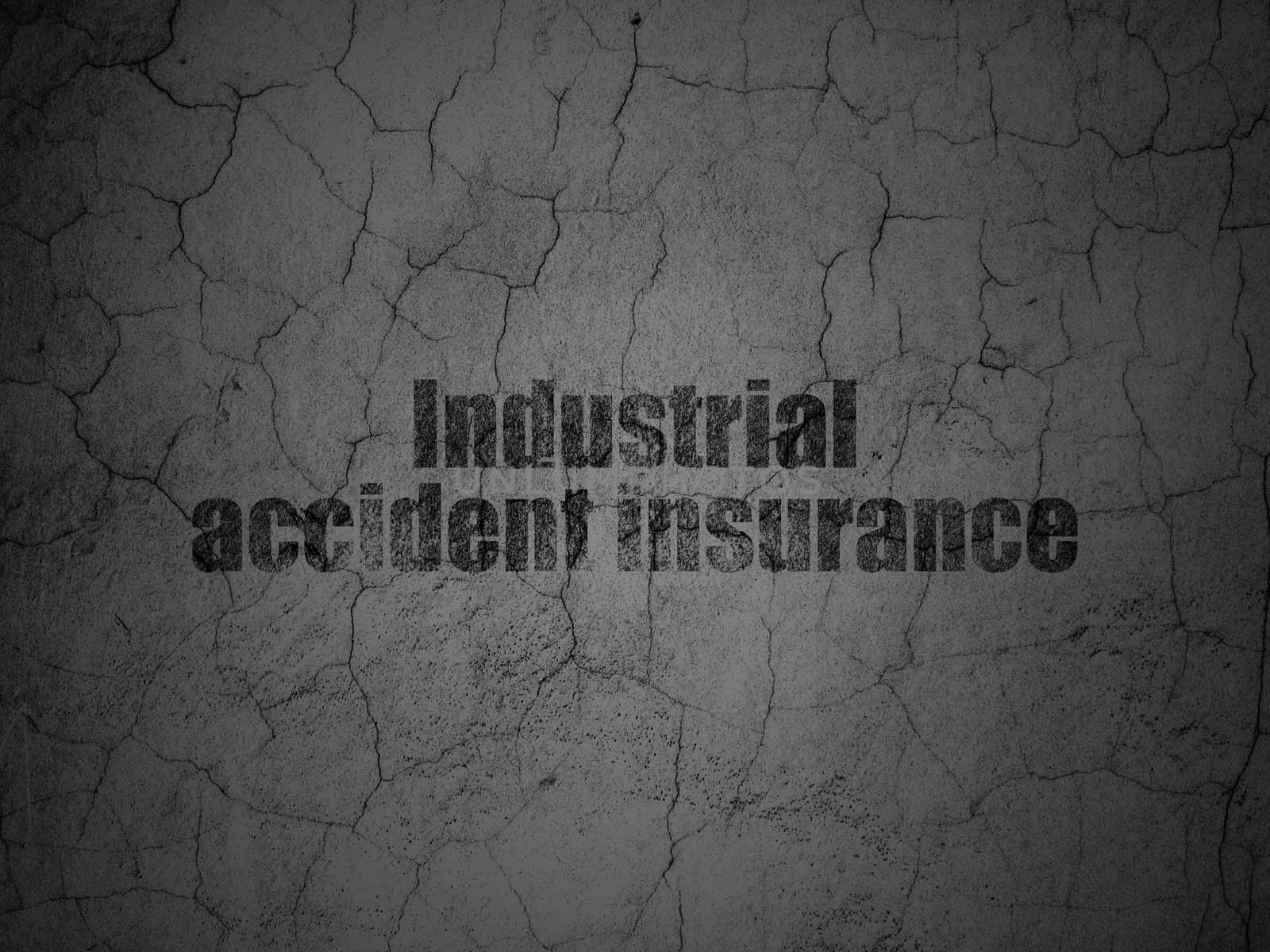 Insurance concept: Black Industrial Accident Insurance on grunge textured concrete wall background