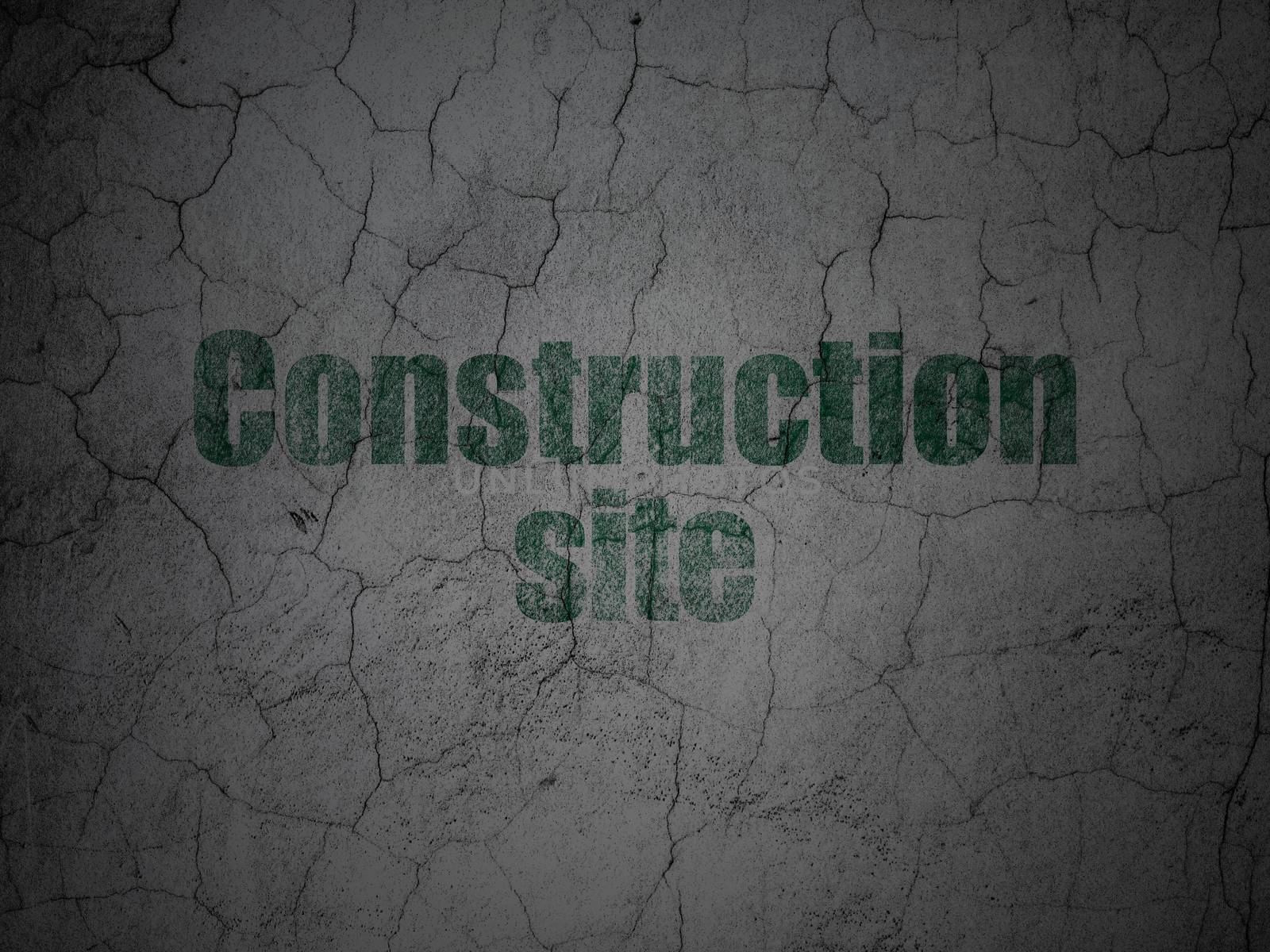 Constructing concept: Green Construction Site on grunge textured concrete wall background
