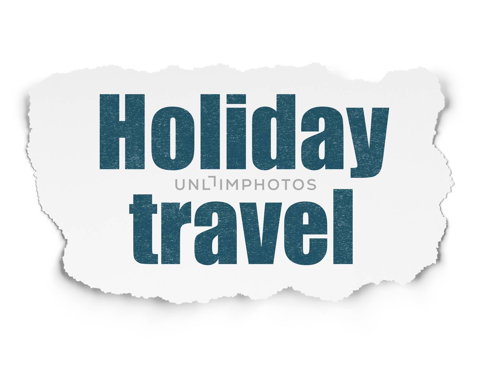 Tourism concept: Painted blue text Holiday Travel on Torn Paper background with  Hand Drawn Vacation Icons