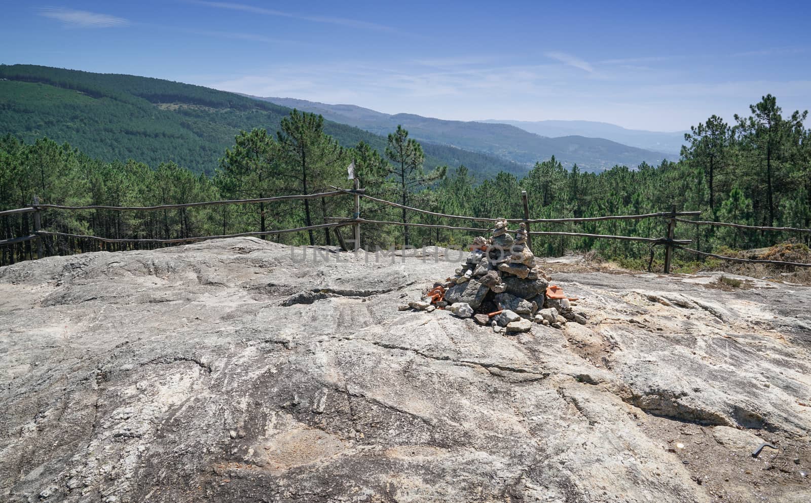 Panoramic view from the peak of the Alto da Portela Grande de Labruja, Camino de Santiago, Portugal