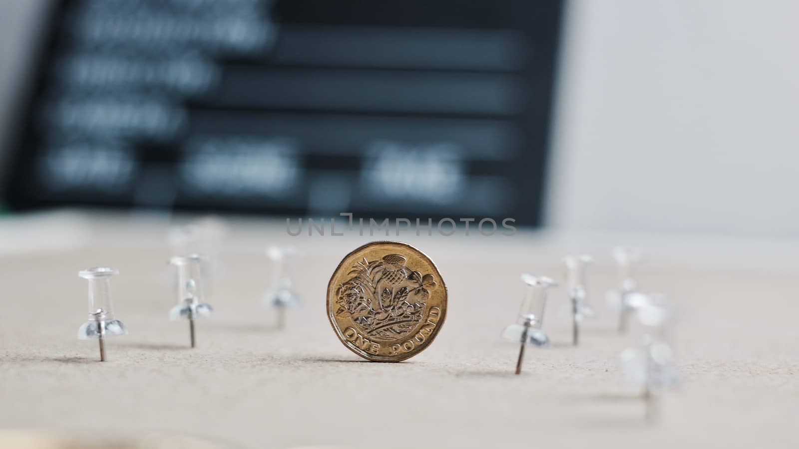 Cinema lifestyle concept. One pound sterling metal coin.