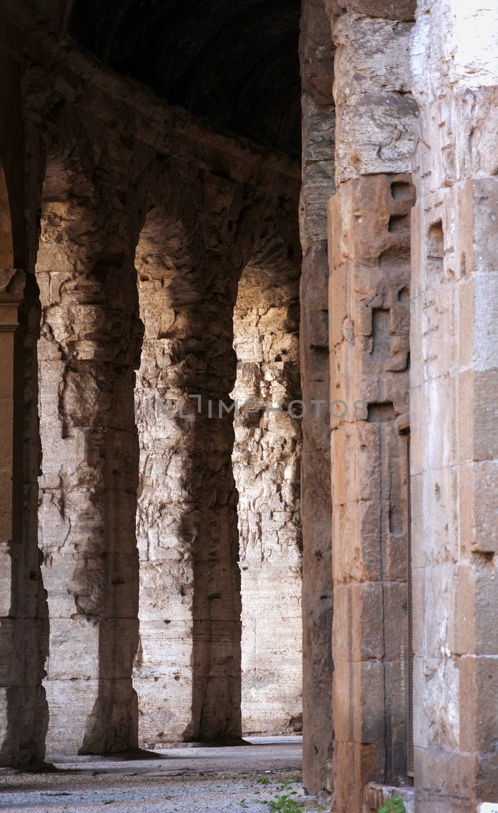 detail of the internal arches of the theater of Marcellus in Rome, Italy