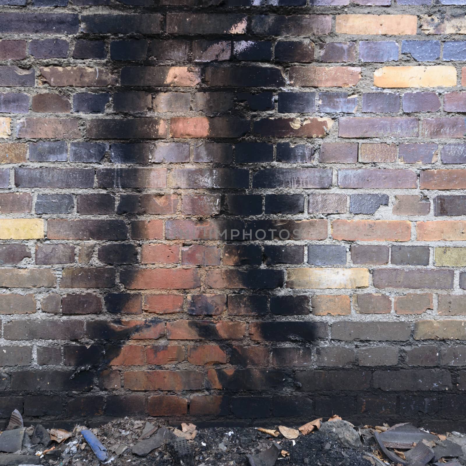 wide angle view of an old wall abandoned factory building