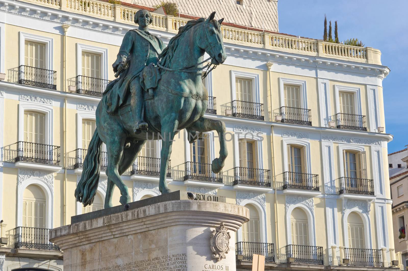 Statue of Carlos III on Puerta del Sol in Madrid, Spain