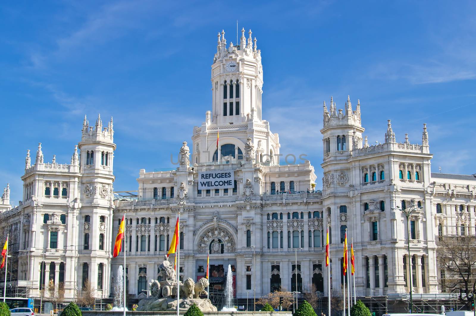 The Cybele Palace (Palacio de Cibeles) on Cybele square (Plaza de Cibeles) in Madrid, Spain