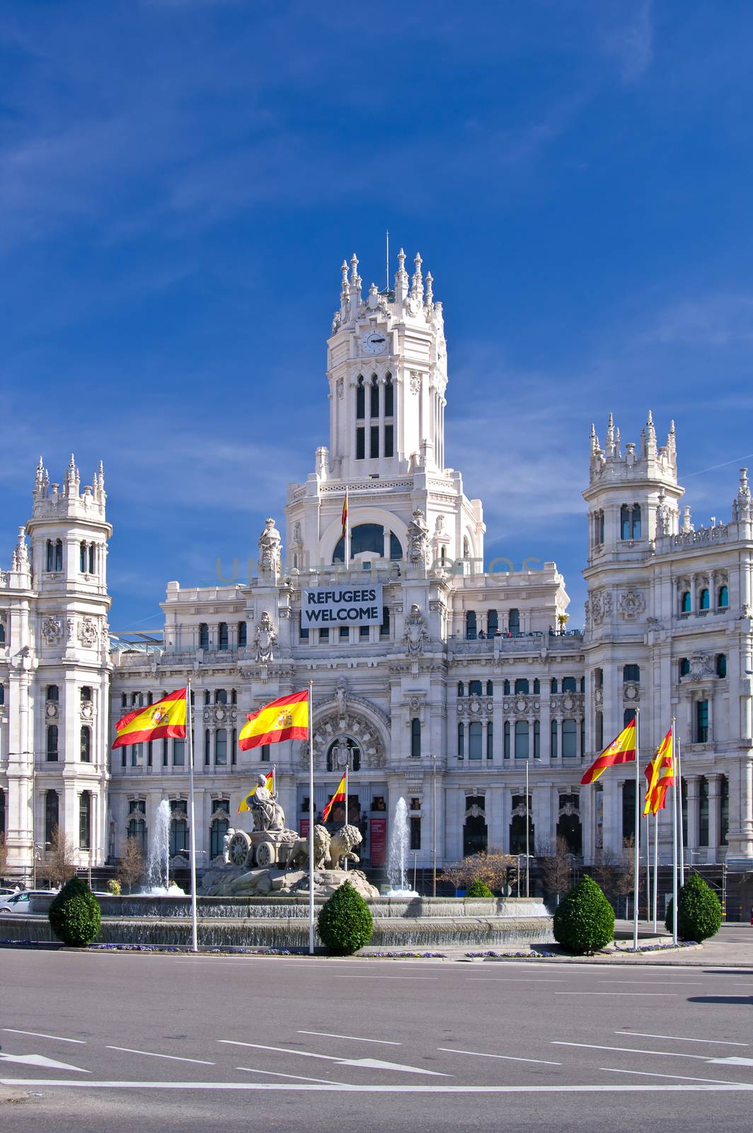 The Cybele Palace (Palacio de Cibeles) on Cybele square (Plaza de Cibeles) in Madrid, Spain