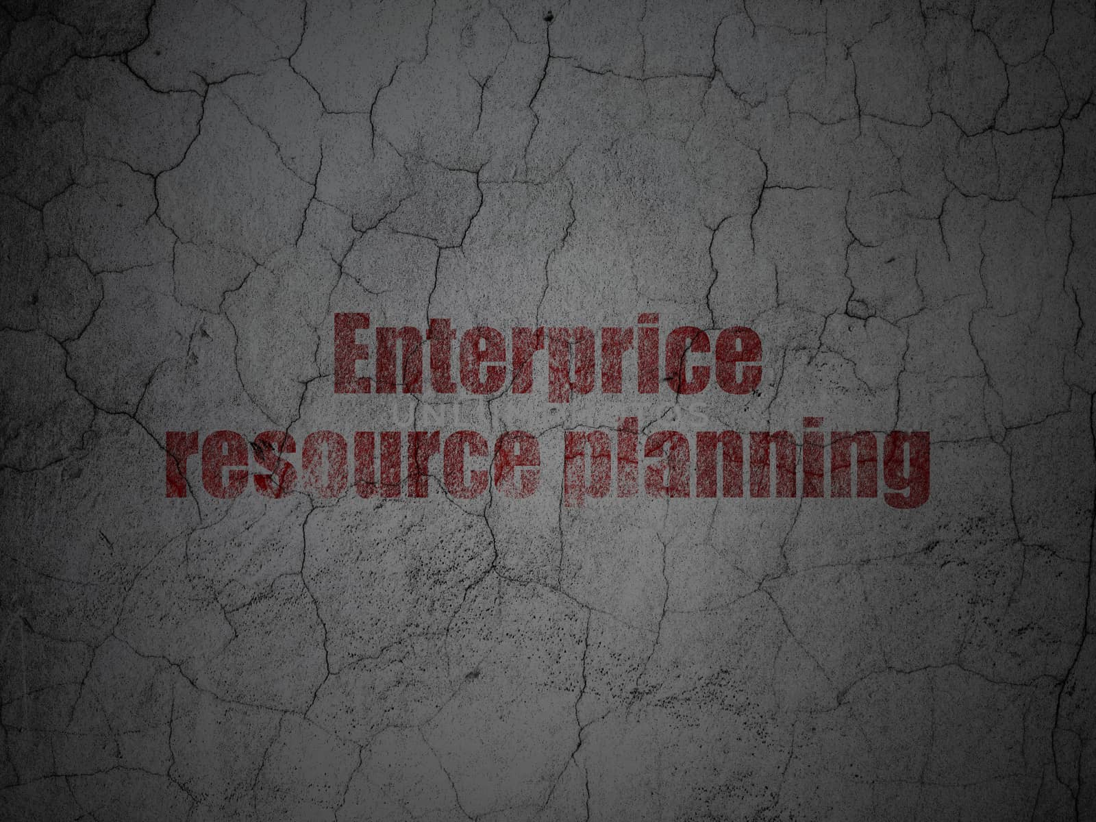 Finance concept: Red Enterprice Resource Planning on grunge textured concrete wall background