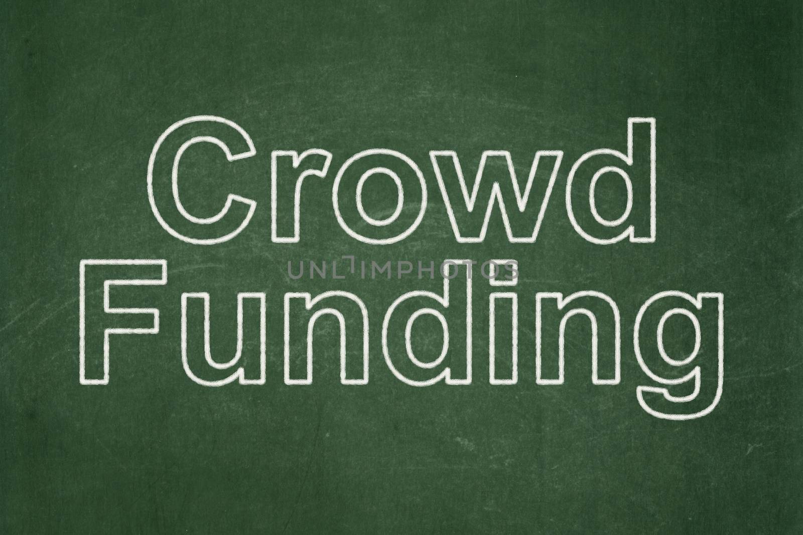 Business concept: text Crowd Funding on Green chalkboard background