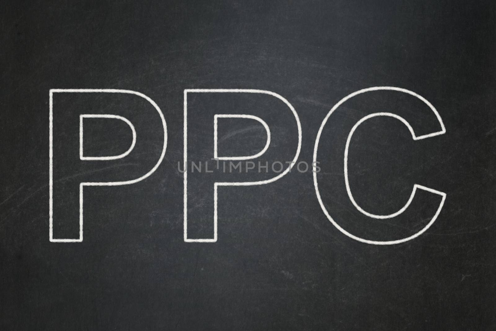 Marketing concept: PPC on chalkboard background by maxkabakov