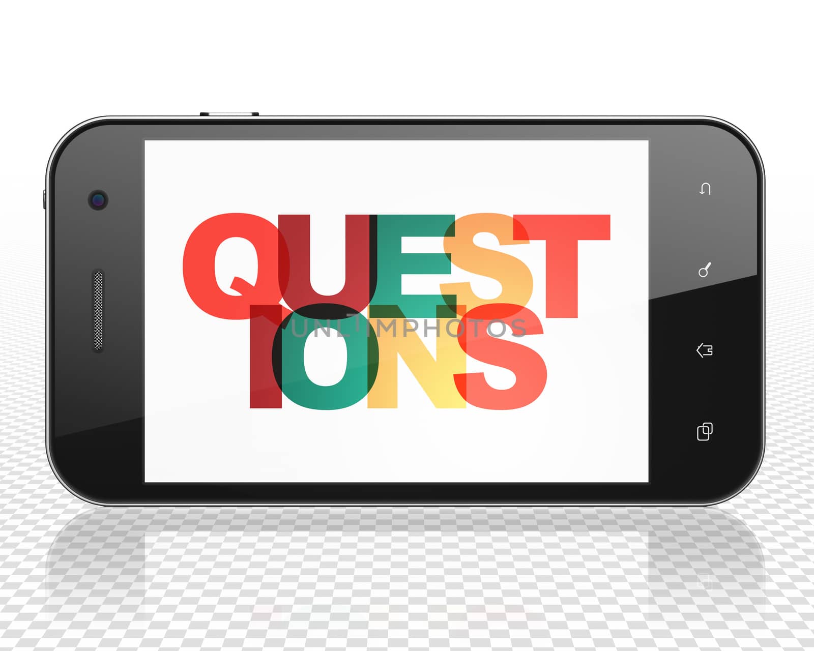 Learning concept: Smartphone with Questions? on  display by maxkabakov