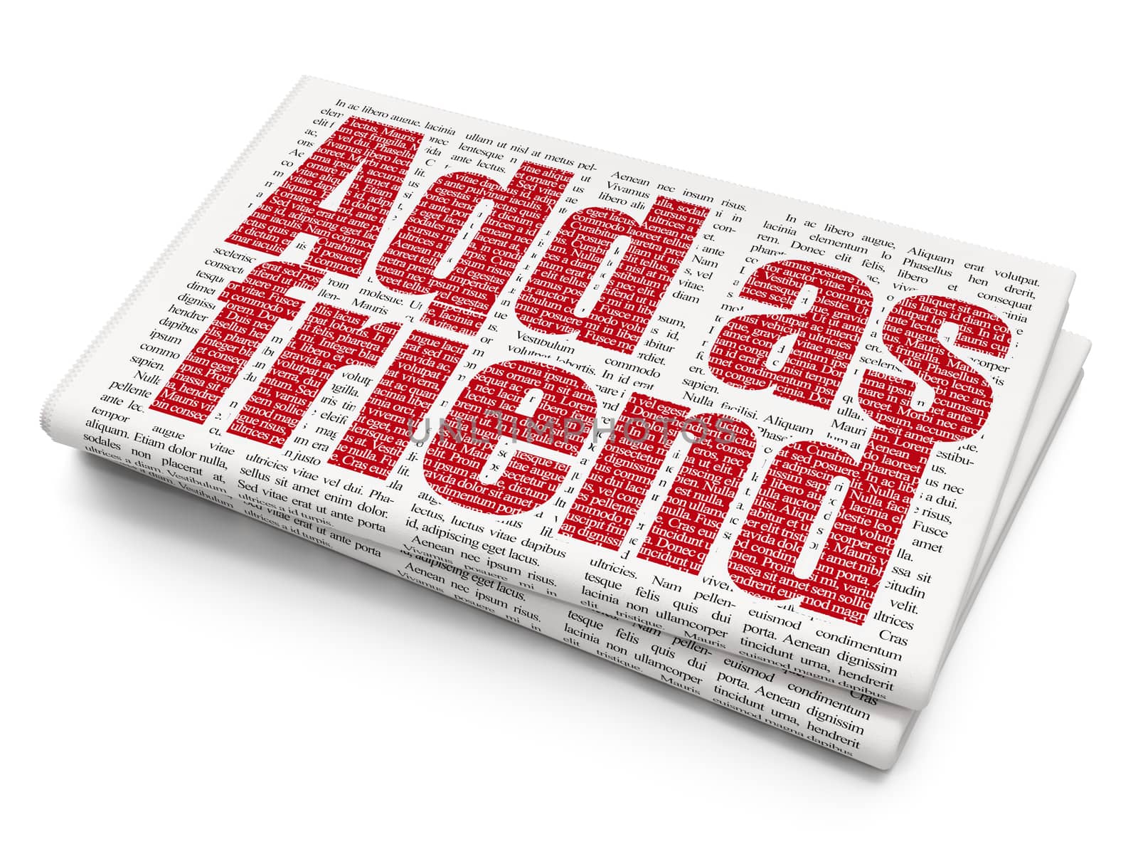 Social media concept: Pixelated red text Add as Friend on Newspaper background, 3D rendering