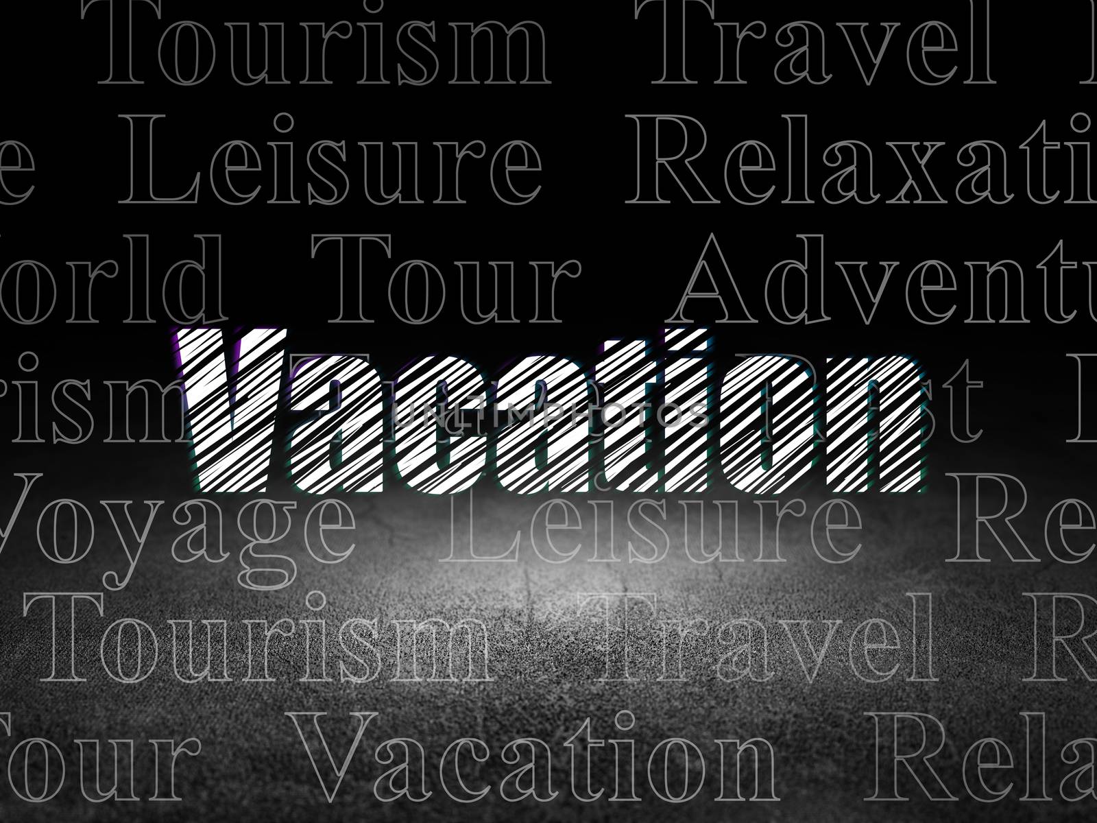 Travel concept: Vacation in grunge dark room by maxkabakov