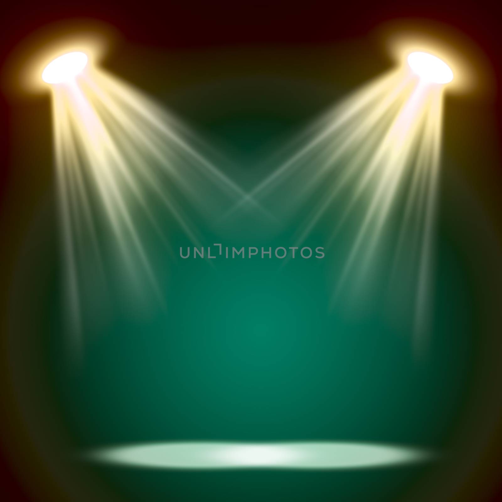 Illuminated stage with scenic lights. Template for your design. Illustration