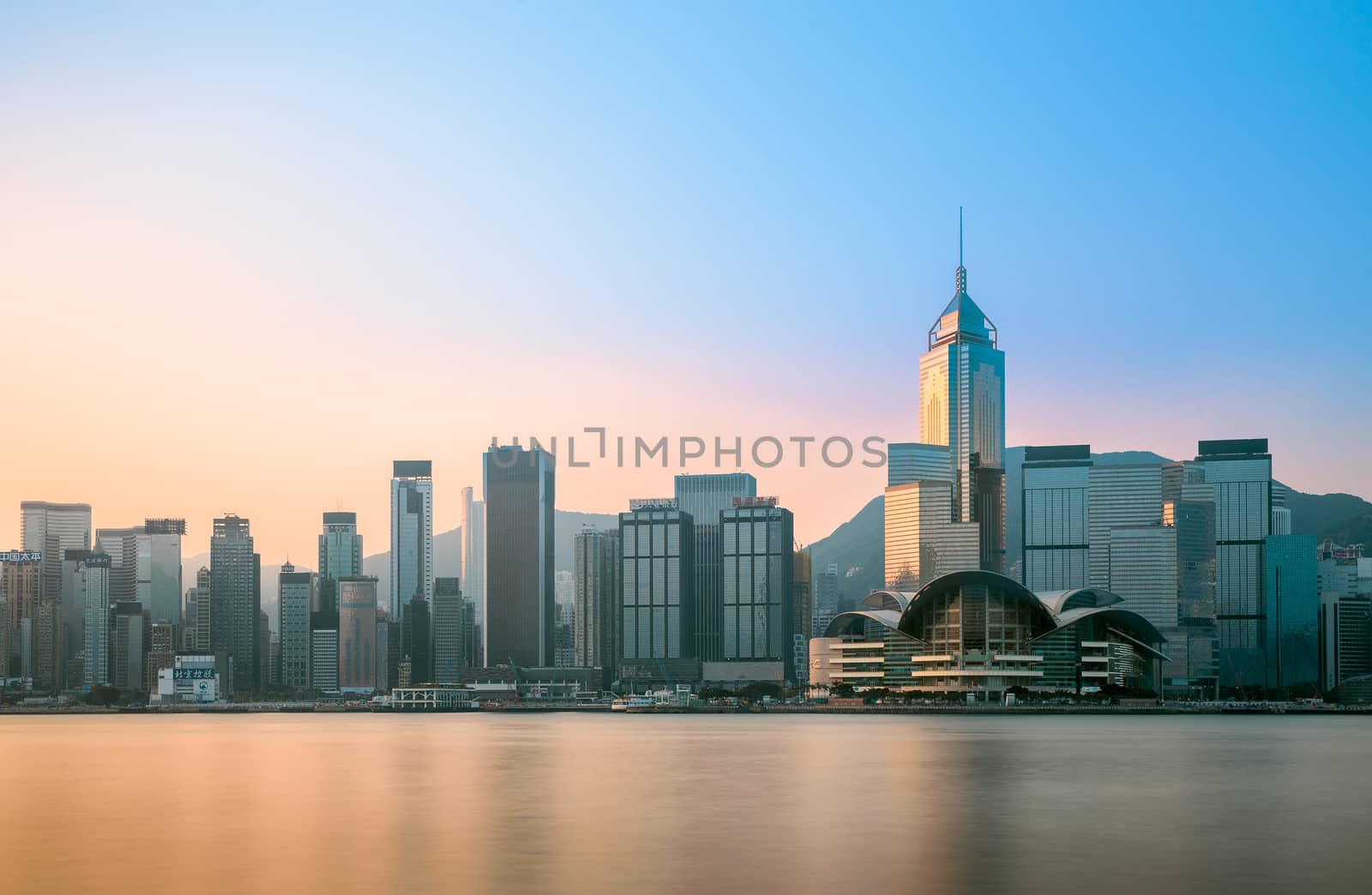 Central area of Hong Kong looking from the opposite side of Victoria harbor by Obmeetsworld