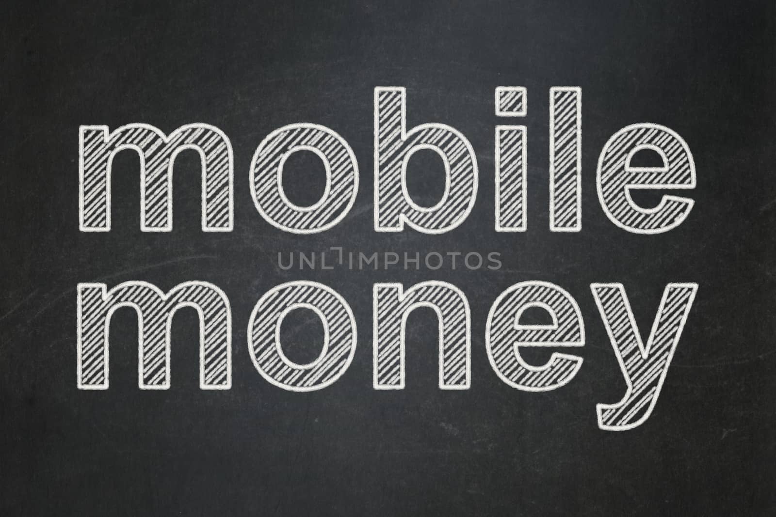 Banking concept: text Mobile Money on Black chalkboard background